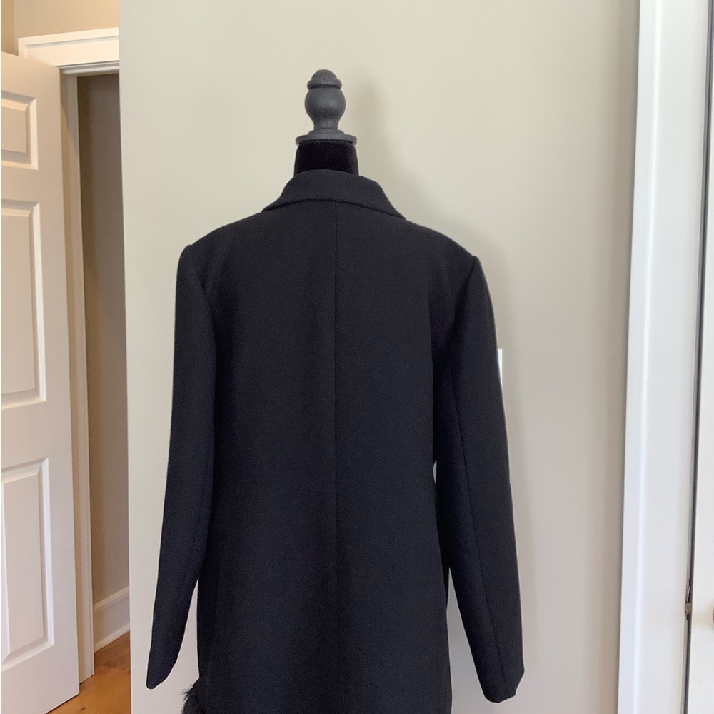 Kate Spade Wool Faux Fur Hem Wool Coat. Black. Size 14. NWT. - Picture 2 of 7